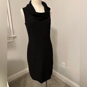 Black sheet dress with cowl neck